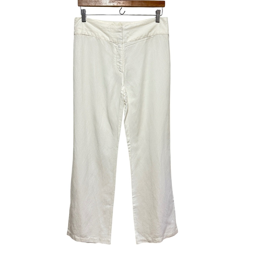 NEW Eileen Fisher Wide Leg Pants Womens 6 Ivory Lyocell Linen Blend Classic